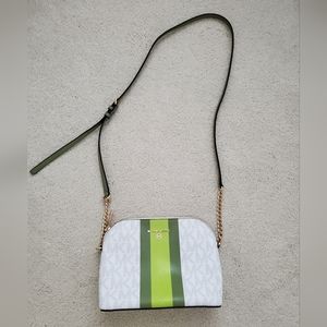 Michael Kors Bright Limeade Cindy Large Crossbody Bag with Center Stripe